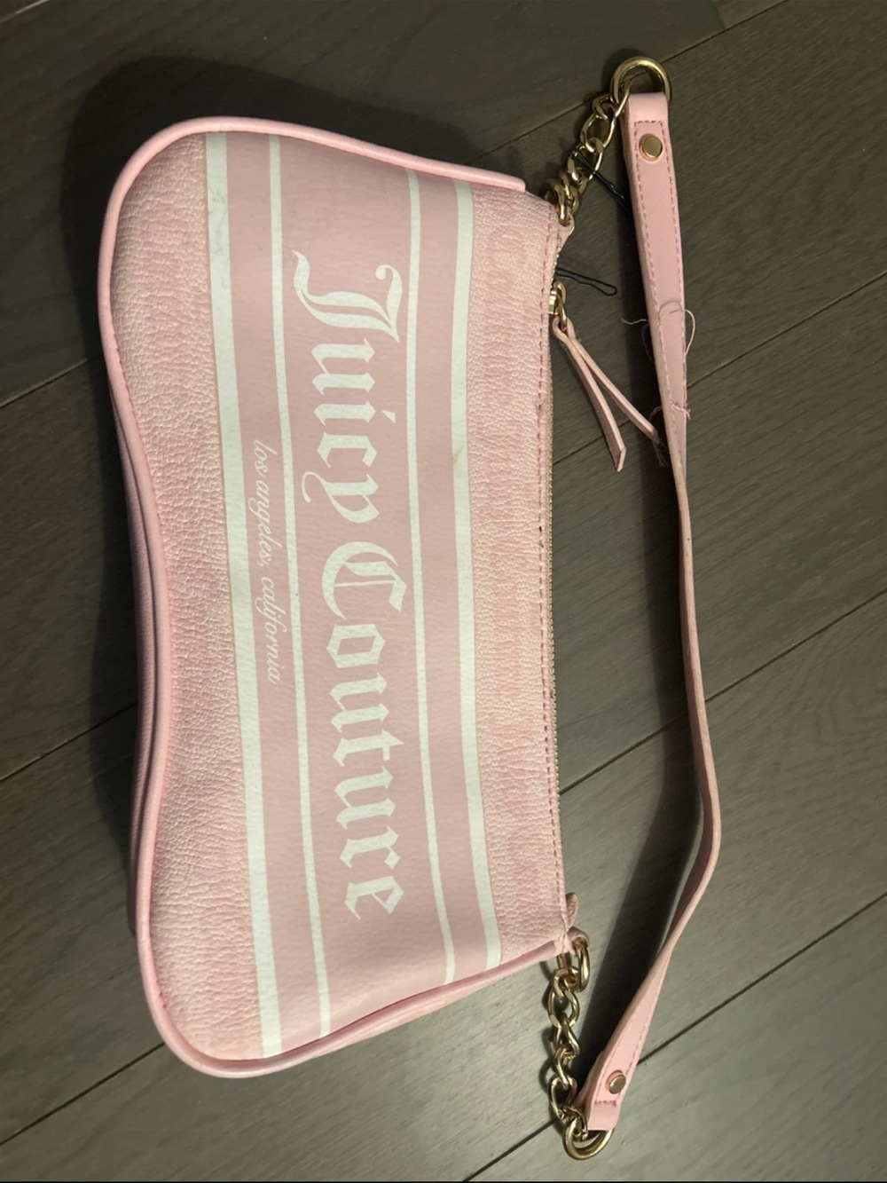 Juicy Couture Light Pink Striped Wristlet Clutch